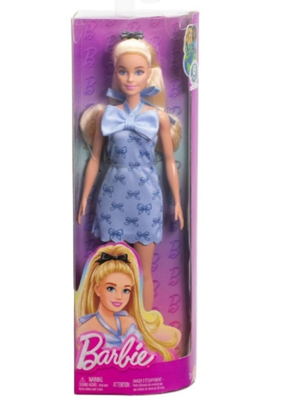 Barbie Fashionistas Doll #237 in Blue Bow Halter Dress, Blonde Ponytail